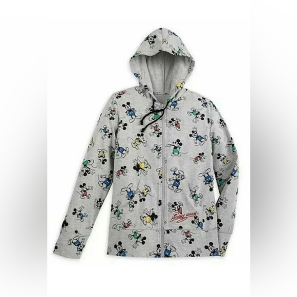 Disney Tops - Disney Parks Full Zip Light Weight Gray Mickey Hoodie